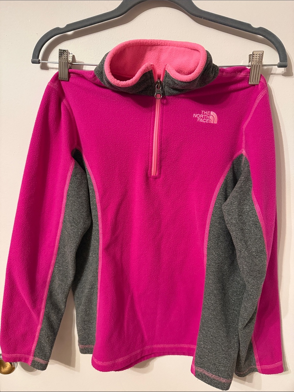 The North Face Hot Pink & Gray Girls' Half-Zip Fleece Pullover